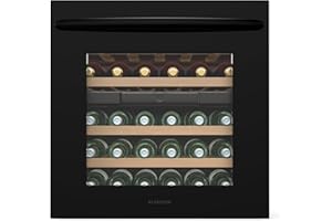 Klarstein Vinsider 30 Uno Vinoteca 2 Zonas - 30 Botellas, Empotrable, Led, Protección UV, Estantes de Madera, Silenciosa, Nevera para Vinos, Puerta de Cristal Negra
