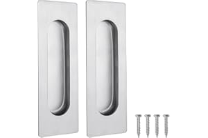 Malimali 120mm Sliding Door Handles Recessed Finger Flush Pulls for Kitchen Cabinet Door Closet Door Stainless Steel Rectangular Door Pulls Cupboard Hardware (Brushed Steel, 2 Pack)