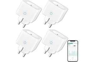 ANTELA Prise Connectée Alexa Française 16A 3680W Mesure de Consommation Électrique Type-E, Prise Intelligente avec Google Home,Smart Life APP Contrôle, Horaires et Minuterie, 4PCs Blanc