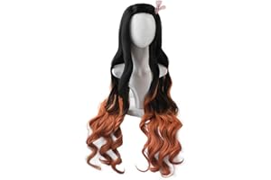 TUMUSKER Peluca de cosplay Kamado Nezuko Anime personajes jugando pelos, pelucas de Halloween Cosplay Props