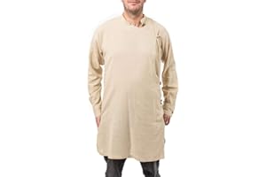 FANTAZIA Chemise Tunique Kurta Homme Chanvre - Taille S au XXXL Blanc/écru