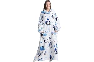 Gegeryozer Coperta con Maniche Donna Indossabile - Felpa Termica Morbida, Tasche Integrate + Cappuccio per Divano e Casa