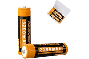 AMAZIPOWER Batteria Ricaricabile NiMH Batteria，3200mAh Alta Capacità Batteria 3.7Volt Batteria Ricaricabile per Torcia a LED, Lampade Frontali, Dispositivi Elettronici ecc ZE (Pulsante Top)