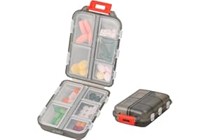 Wisebom Małe pudełko na tabletki w podróży, 7 dni, 10 przegródek, organizer na tabletki, pudełko na tabletki, do przechowywania leków, pudełko na tabletki w podróży i do codziennego użytku