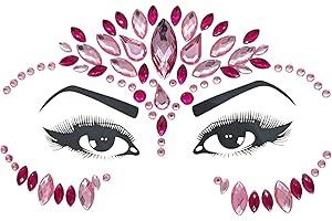 WONDERCAT LONDON Face Gems Face Jewels Adhesive Glitter Jewel Tattoo Sticker Festival Rave Party Body Make Up Body Jewels (Pink AW018)