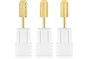HAIFAFAFAING 3 Pcs Safety Nail Drill Bits, Tungsten Carbide Bit for Nails Drill, Gold Nail Bits for Acrylic/Gel Removal (XF/M/XC)