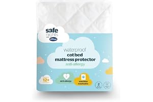 Silentnight Safe Nights Cot Bed Waterproof Mattress Protector 140 x 70 cm - Quilted Toddler Bed Protector Pad Anti-Allergy So