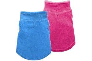 KUTKUT 2 Pcs Light Weight Winter Fleece Vest Pullover for Small Dogs and Cats Warm Turtle Neck Pullover for Maltese, Papiilon, ShishTzu etc (Size: M, Chest: 44cm, Back Length: 34cm)