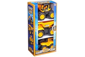 MOZZERS Teamsterz JCB Construction Vehicles Set - 3 Pack of Toy Construction Trucks for Kids - Dump Truck, Front Loader, and Excavator - Realistic Design and Moving Parts - Ideal for Ages 3 and Up