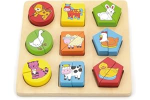 EITECH Viga Toys - drewniane puzzle w kształcie - zwierzęta gospodarskie