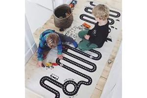 Velidy Children Area Rug Floor Play Game Mat Non Toxic Anti-Slip Cotton Early Education Baby Crawling Carpet for Kid’s Bedroom (Car track)