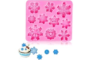 BQRKOTM 1 Pezzo di Stampi In Silicone A Fiocco di Neve, per Torte Al Cioccolato, Budini, Gelatine, Saponi, Muffin, Vassoi Da Forno per Natale Cucina E Decorazioni, con 10 Cavità