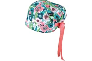 CALOMED Calot de Bloc Moderne Charlotte Chapeau Infirmière Bonnet en Tissu pour Personnels de Santé Euro Femme ou Homme Cheveux Courts (Fleurs Modernes sur Blanc)