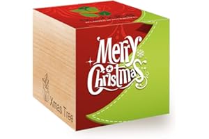 Feel Green Ecocube Merry Christmas/1R, Xmas Tree, Idea de Regalo sostenible (100% Eco Friendly), Grow Your Own/Anzuchtset, Plantas en Cubos de Madera, Fabricado en Austria