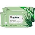 Himalaya Moisturising Aloe Vera Facial Wipes, 25 Count (Pack Of 2)
