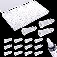 AIEX 300pcs Syringe Tip Caps for Luer Lock, Dispensing Needle Tip Cap Syringe Caps Syringe Plug with Storage Box for Syringe Sliding Tip (Clear)
