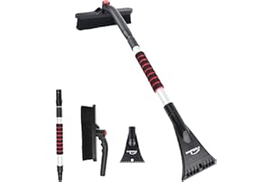 ‎AUTOJARE AUTOJARE 2 in 1 Eiskratzer Auto mit Besen 360° Drehbarer Schneebürste Auto ReinigungsbüRste Abnehmbarer Einziehbare Eisschabe für SUV Auto LKW