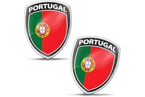 Biomar Labs® 2 x 3D Gel Pegatinas Siliconas Adhesivos Emblema Auto Coche Moto Bici Ordenador Bandera Nacional Portugal Portuguesa F 149