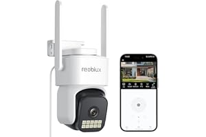 Reobiux 1080P Telecamera Wi-Fi Esterno, 2,4/5GHz, IP Videocamera Sorveglianza Esterno con Visione Notturna Colori, 24/7 Registrazione, Rilevamento del Movimento, Audio Bidirezionale, IP66
