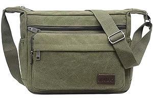 JAKAGO Torba listonoszka na ramię 33 cm, płócienna torba crossbody z wieloma kieszeniami, dla mężczyzn, na co dzień, lekka torba tornistrowa na zewnątrz, wędkowanie, kemping, wędrówki, podróż, do