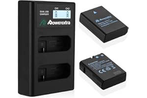 EN-EL14 EN-EL14A Battery,Powerextra 2x1500mAh Replacement Nikon Battery and Dual LCD Charger Compatible with Nikon D5600 D5500 D5100 D5200 D3500 D3400 D3300 3100,Coolpix P7100 P7700 Cameras Battery