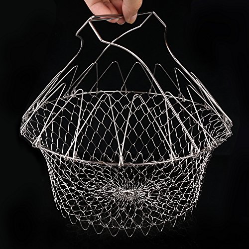Silber Edelstahl Frittierkorb Chef Basket Flatbar Korb 24*14cm Professionell, Sicherheit ist Nicht Heiß - 7