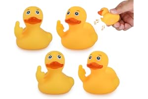 ds. distinctive style Lot de 4 Canards en Caoutchouc Jaune - 5,4 cm - Décoration de Voiture Amusante - pour Tableau de Bord de Voiture Doigt d'honneur