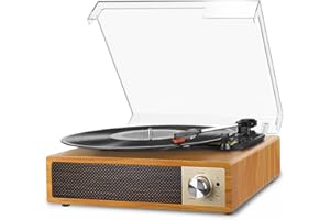 Giradischi Bluetooth 5.4, VIFLYKOO Giradischi Vinile Vintage, Lettore Vinile 3 Velocità 33/45/78 RPM, Altoparlanti Integrati 2×5W, Digitalizzazione USB, Uscita Cuffie, AUX IN/RCA OUT, Legno