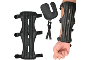 NPQ 1 Pcs Archery Arm Guard & 1 Pcs Archery Finger Protector, Archery Protective Gear with Adjustable Straps for Shooting Training & Wild Hunting,Protect Your Forearm From Being Hit By the Bowstring