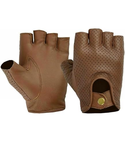 Guanti Mezza Dita PILOT In Pelle Di Agnello - Taglia XL Nero - Foto 7