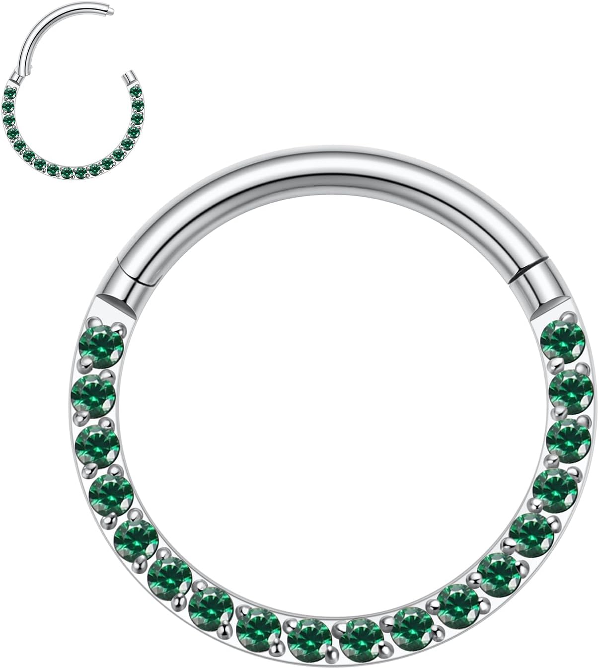 hengkaixuan CZ Opal Septum Jewellery Daith Ring Conch Hoop Seamless Clicker Ring Surgical Steel Rook Tragus Conch Piercing Jewellery Small Hoop Earring Nose Hoop Ring