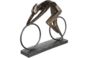 CASABLANCA MODERNES DESIGN Casablanca dekoracyjna figurka rzeźba Racer rower kierowcy - statuetka z żywicy syntetycznej metal - dekoracja salonu, prezent urodzinowy, kolory: brąz, czarny, szerokość 36 cm