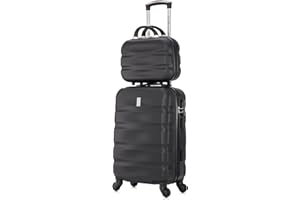 CELIMS - Valigia Bagaglio a Mano con Beauty Case da Viaggio 30cm Nero Approvata da oltre 100 compagnie aeree | Leggera e Rigida | Trolley Bagaglio a Mano 55x40x20 | Valigia Cabina