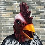 Cock Rooster Huhn Hühnchen Chicken Hahn Kopf Maske mask aus sehr hochwertigen Latex Material mit Öffnungen an Augen Halloween Karneval Fasching Kostüm Verkleidung für Erwachsene Männer und Frauen Damen Herren gruselig Grusel Zombie Monster Dämon Horror Party - 