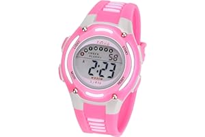 Edillas Montre Enfants Garçon Fille,Digitale Extérieur Sport Etanche Montre Et Protection Environnementale Non Toxique Sangle,Alarme/Minuteur/Double Fuseau Horaire/Lumière