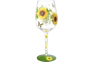 NymphFable Kolorowy kieliszek do wina słońce kwiat motyl artizan malowany 15oz spersonalizowany prezent dla najlepszej przyjaciółki