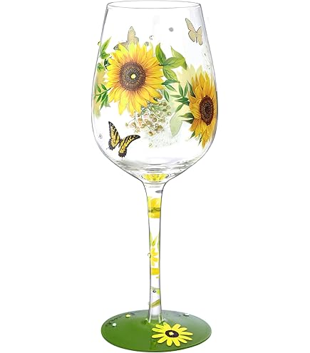 Lolita Dragonfly Summer - Copa de vino pintada artesanal, 14.9 fl oz | Compra online en Yaxa