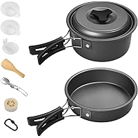 Gonex Camping Kochgeschirr Töpfen 11/16/21 teilig Set, Leicht Aluminium Campinggeschirr, Faltbare Campingtöpfe, Outdoor…