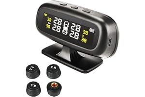 JANSITE Vtopek Reifendrucküberwachungssystem Solar TPMS mit 4 externen Sensoren 6 Alarm Echtzeit-Alarmsystem LCD Display für Auto Limousine SUV MPV