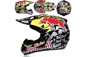 SMTSEC Casque De Moto Pour Jeunes Casque De Motocross Enfants Adultes Casques De Cross Casque De Moto Enduro Casque VTT Intégral Certifié DOT/ECE Avec Lunettes Masque Gants Casque De Descente,Black/D-XL