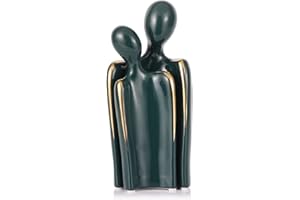 QIANLING Scultura moderna in ceramica astratta verde oro - Simbolo di amore, amicizia e famiglia, perfetta per la casa e l'ufficio, ideale come regalo di coppia, anniversario, famiglia o amicizia