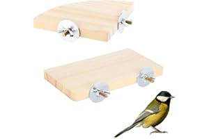 EUPHHONYCS 2 Flache Sitzbrett Papage, 15 × 8 cm Plattform Für Haustiere, Fächerförmige Und Rechteckige Vogelkäfig Plattformen, Große Vogelsitzstangen-Ständerplattformen Mit Edelstahlscheiben Für Nymphensittiche