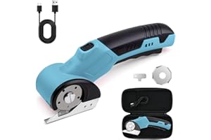 SCIFIVISI Elektrischer Schere, Tragbarer Kartonschneider mit Sicherheitsschalter,320 U/Min Kabellose Kartonschneider mit LED-Licht & Ersatzklinge, 4V Universalschneider für Pappe Teppich Stoff Kunststoff (Blau)