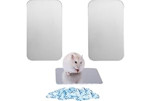 PHUNAT 2PCS Cooling Mat for Hamster, Ice Cold Hamster Bed, Self Cooling Pet Pad for Small Animals, Small Animal Cooling Pad (12 * 8cm)