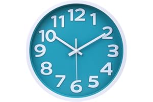 CROSSTIME Wall Clock Silent Non Ticking Quality Quartz Modern Clock for Kitchen Bedroom Office Home Decor,30cm Aqua