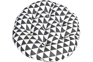 Morbuy Cojines Redondo Gruesos, Algodón 100% Transpirable Suave Almohadas Cojín de Piso Decoración Hogar para Comedor,Jardín Cojín de Asiento (40 * 40,Triángulo Negro)