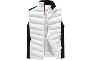 FSFA Doudoune Veste Sans Manche Homme Hiver Manteau ÉPaissir Chaud Blousons À Capuche Zippé Gilet Veste RayéE Color Block Casual Col Montant ZippéEr Outwear Sweat À Capuche