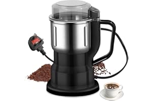 Electric Coffee Bean Grinder, LULUWA 200W Household Stainless Steel Coffee Grinding Mixer with Overheat Protection for Nut Spices Seeds Grains (Black)