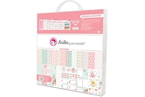 Anita y Su Mundo 37080746. Kit Scrapbooking Primera Comunión Niña, Papeles, Pegatinas, Chapas, Brads, Abecedarios, Washi Tape, Lentejuelas