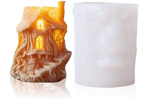 PORUPAEL Christmas Castle Candle Moulds Christmas Themed Resin Casting Molds Xmas Silicone Candle Moulds Resin Moulds Candle Making Moulds for DIY Xmas Decorations Soap Candle